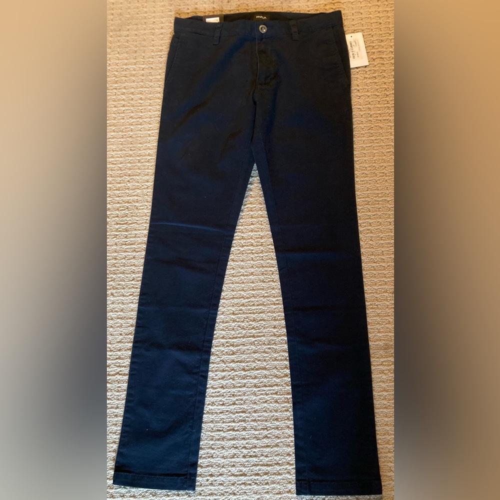 NWT. RVCA Stapler style chino. Sz 30. Navy